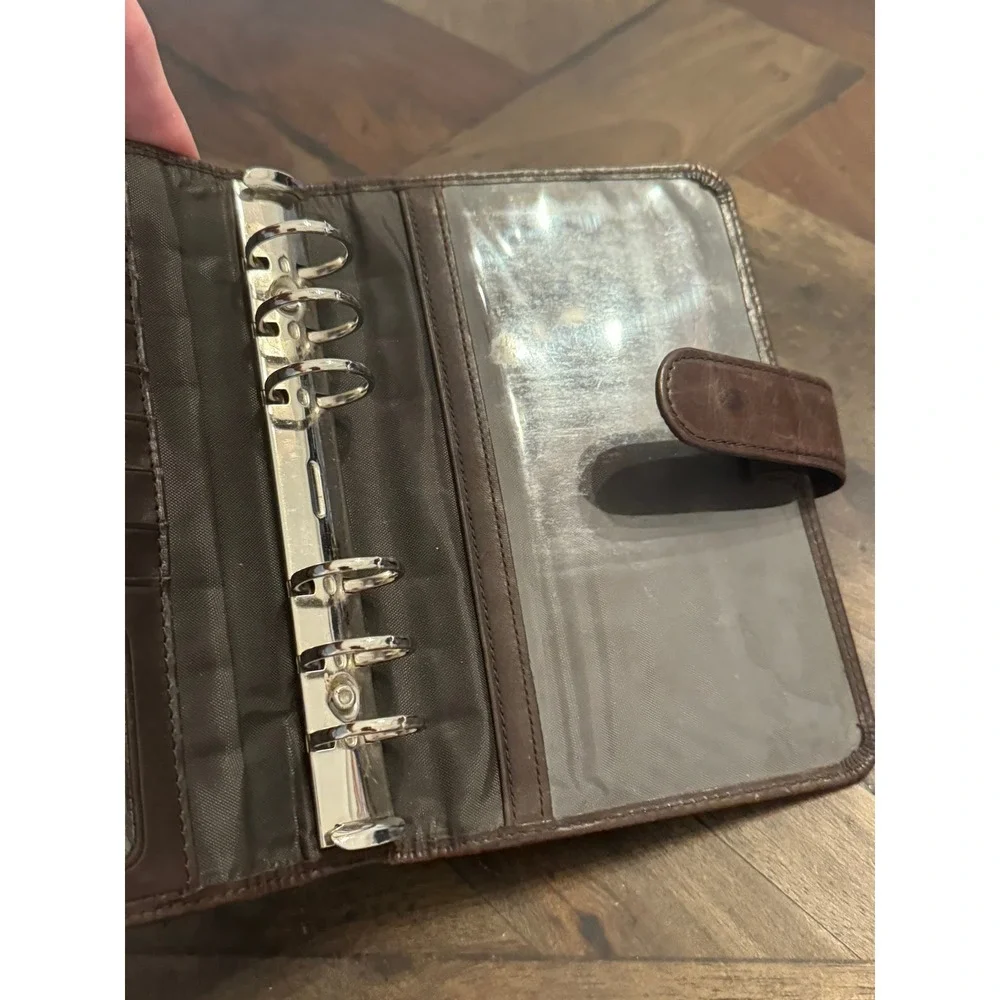 Wilson's Leather Vintage Brown Leather 6-Ring Personal Organizer Planner Binder